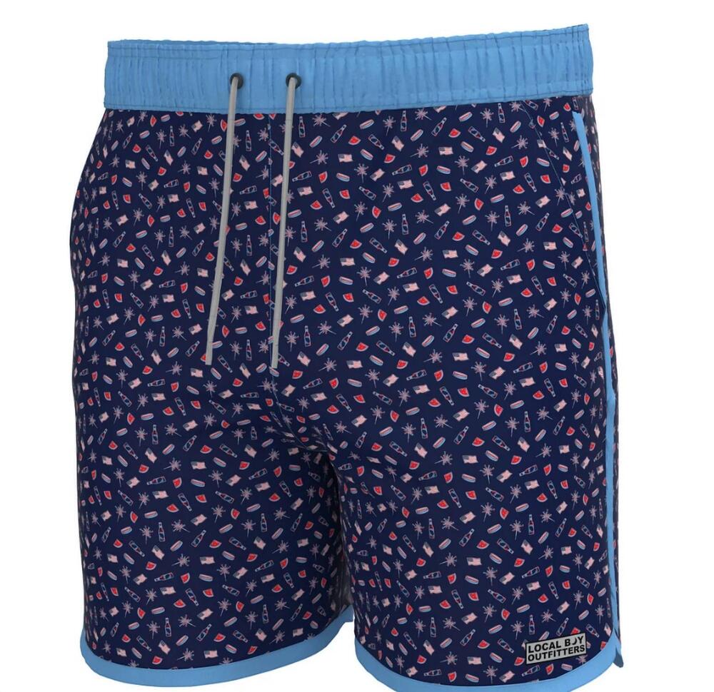 NEW LOCAL BOY OUTFITTERS men's wando swim trunks in land of the free